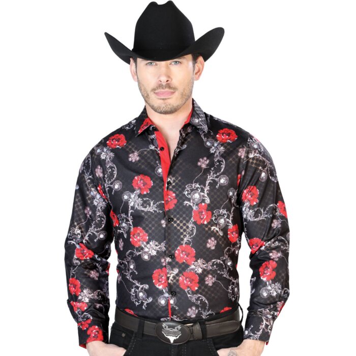 Camisa Vaquera Color Negro-Rojo ESDLC Fina 43809