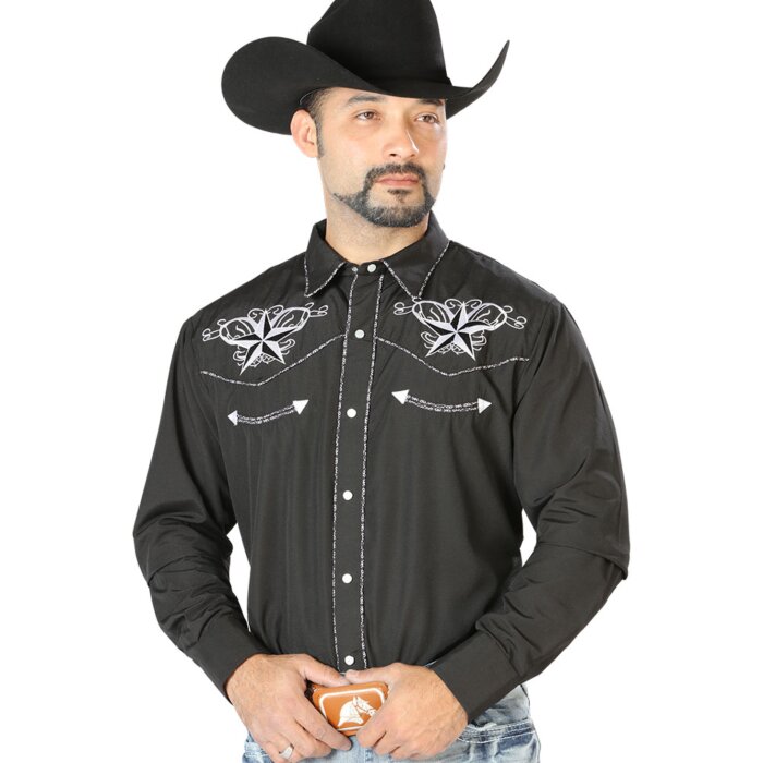 Camisa Vaquera Negra Bordada Estrella 126682