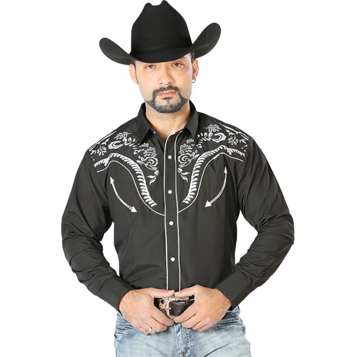 Camisa Negra Vaquera Bordada El General 126691
