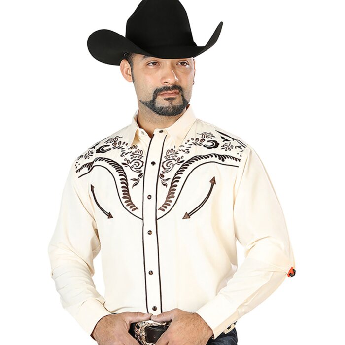 Camisa Vaquera Beige Bordada El Señor DL Cielos 126694