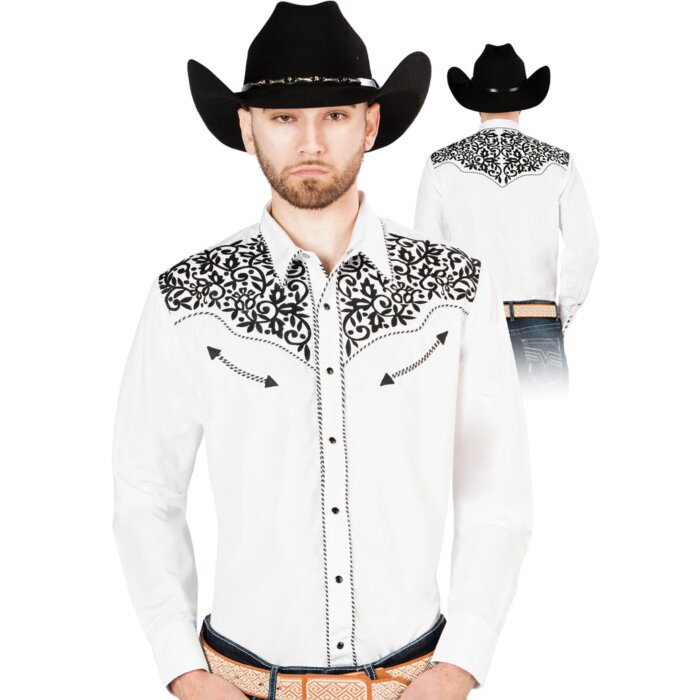 Camisa Vaquera Blanca Bordada El Señor DL Cielos 44194