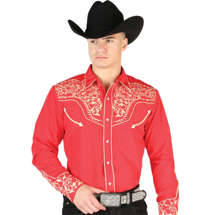 Camisa Roja Vaquera Bordada El Señor DL Cielos 44197