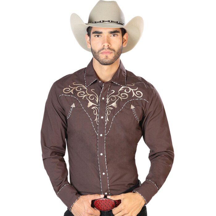 Camisa Vaquera Café El Señor De Los Cielos 42891