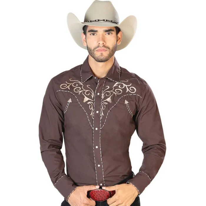 Camisa Vaquera Café El Señor De Los Cielos 42891
