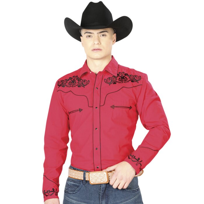 Camisa Bordada Vaquera Roja El General 40989