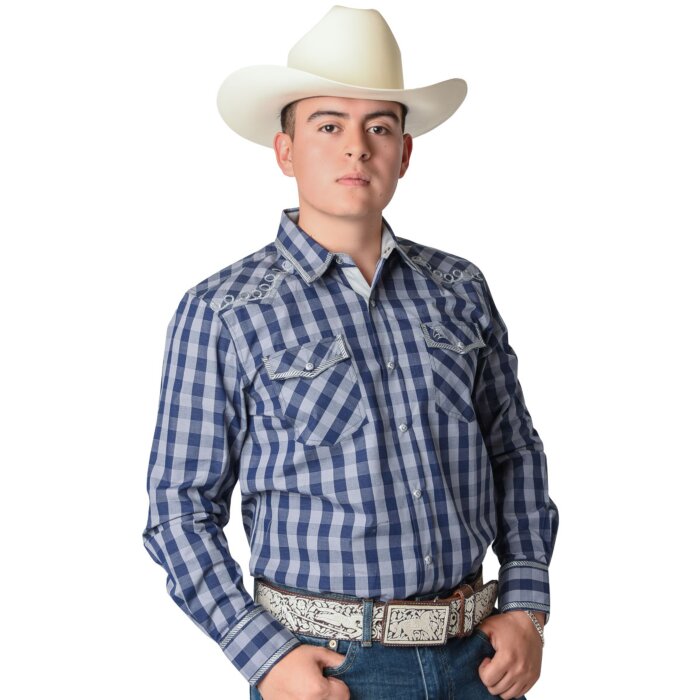 Camisa Vaquera A Cuadros Color Azul WD 11-878