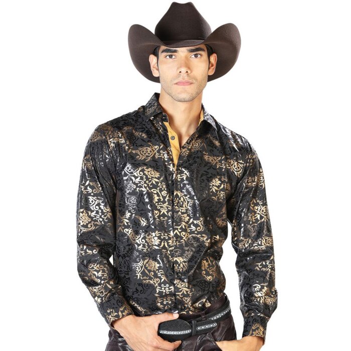 Camisa Vaquera Fina Color Negro-Oro ESDLC 43570
