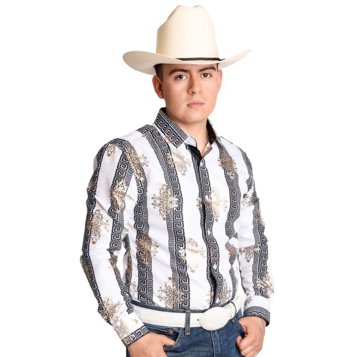 Camisa Vaquera Blanca Con Grecas WD 11-887