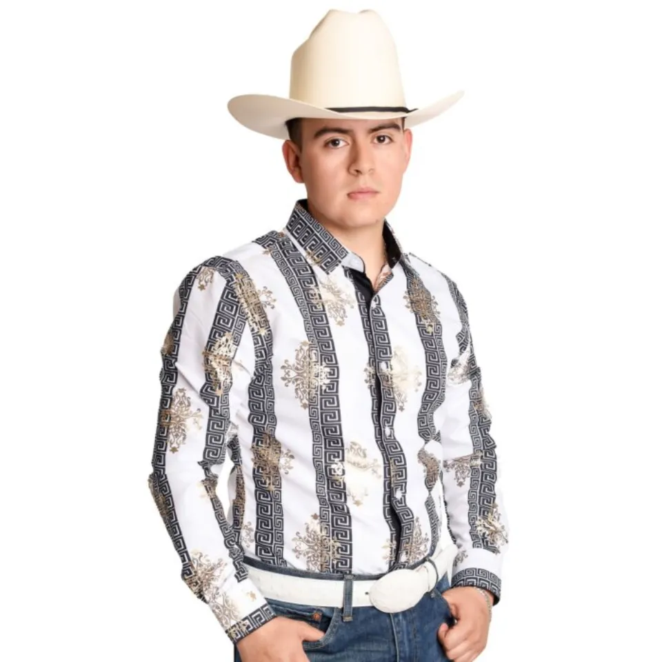Camisa Vaquera Blanca Con Grecas WD 11-887