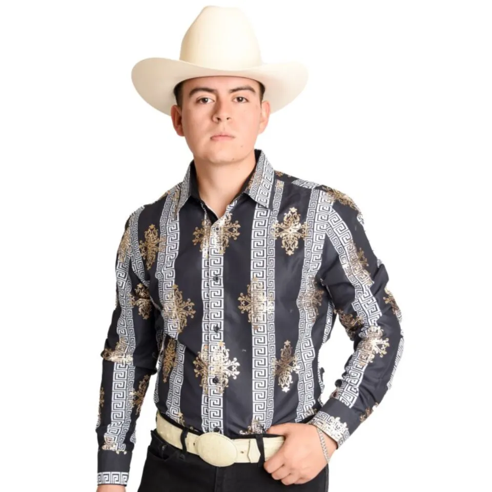 Camisa Vaquera Negra Con Grecas WD 11-886