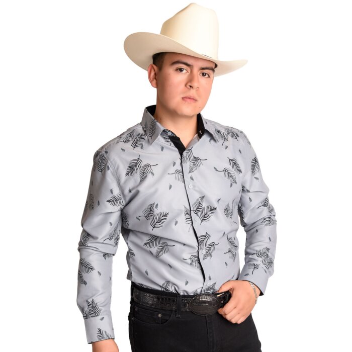 Camisa Vaquera Color Gris Con Estampado Negro WD 11-889