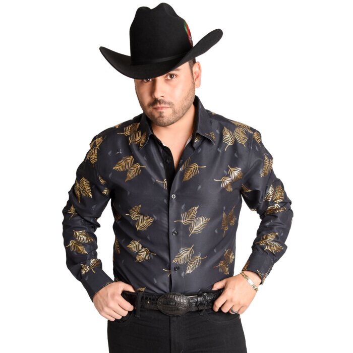 Camisa Vaquera A Cuadros Negra-Oro WD 11-890