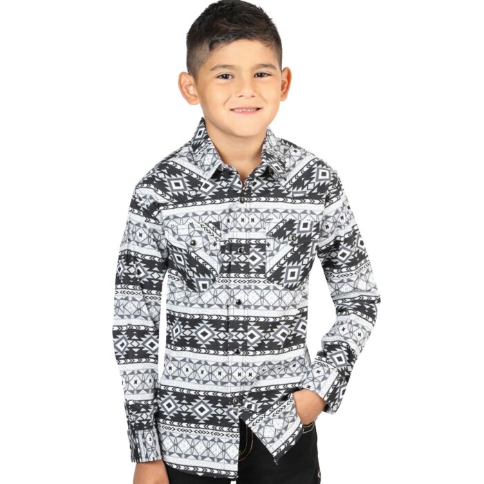 Camisa Color Blanco Con Negro Vaquera Para Niño El General 44411