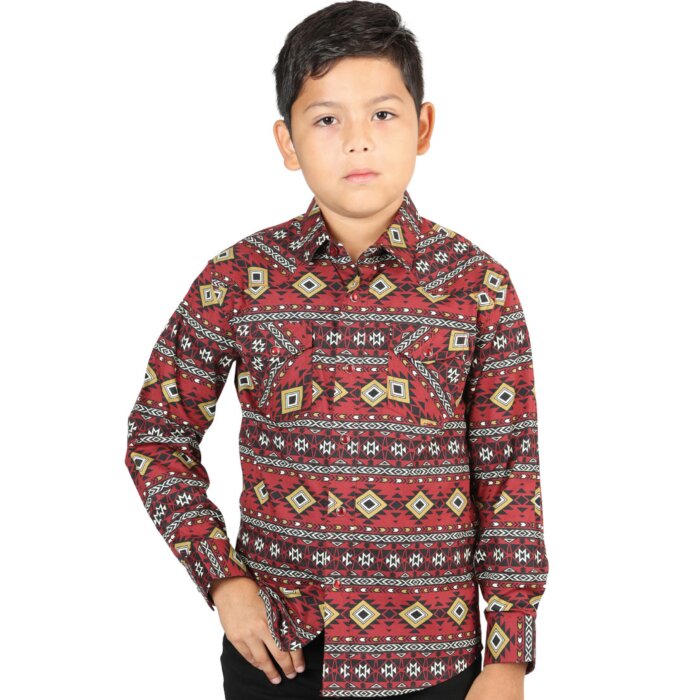 Camisa Color Burgundy-Multicolor Vaquera Para Niño El General 44413