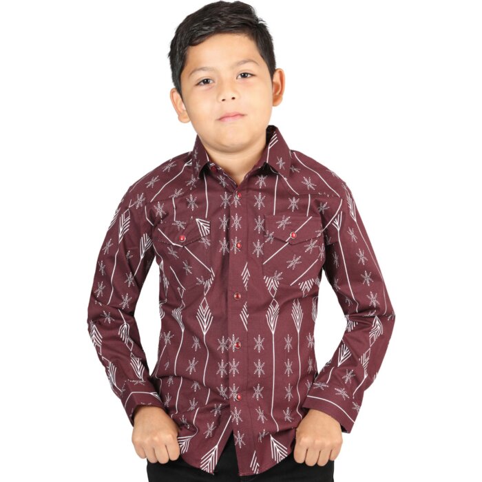 Camisa Color Vaquera Para Niño El General 44441 Burgundy