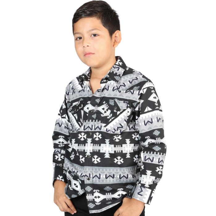Camisa Color Negro Con Blanco Vaquera Para Niño El General 44444
