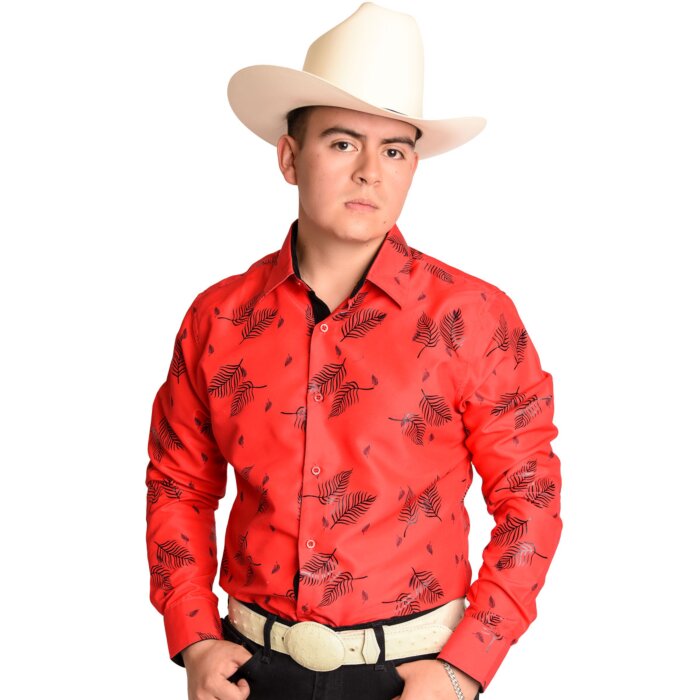 Camisa Vaquera Roja Con Estampado Negro WD 11-893