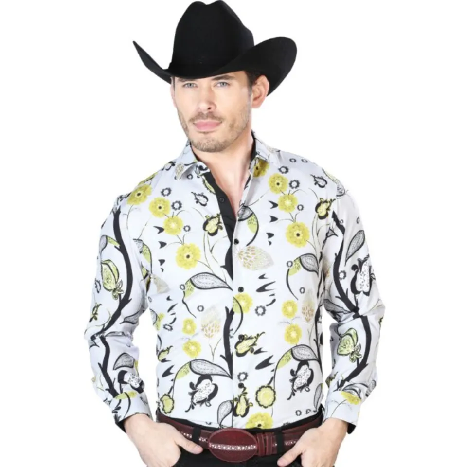 Camisa Vaquera Fina ESDLC 43697 Color Gris-Amarillo