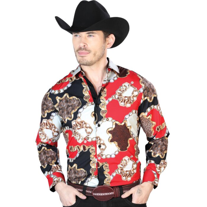 Camisa Vaquera Fina ESDLC 43700 Color Negro Y Rojo