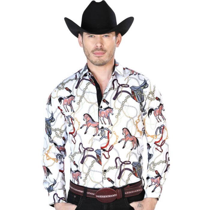 Camisa Vaquera Caballos ESDLC 43701 Color Off White