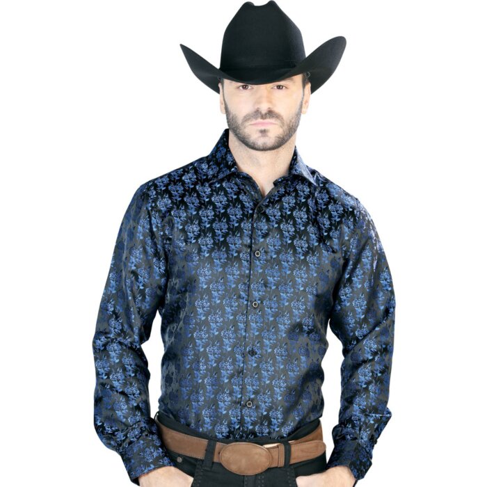 Camisa Negra Con Azul Jacquard Centenario 43707
