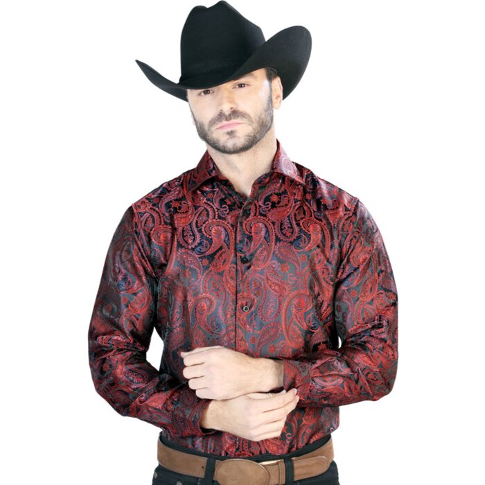 Camisa Fina Rojo-Negro Jacquard Centenario 43708