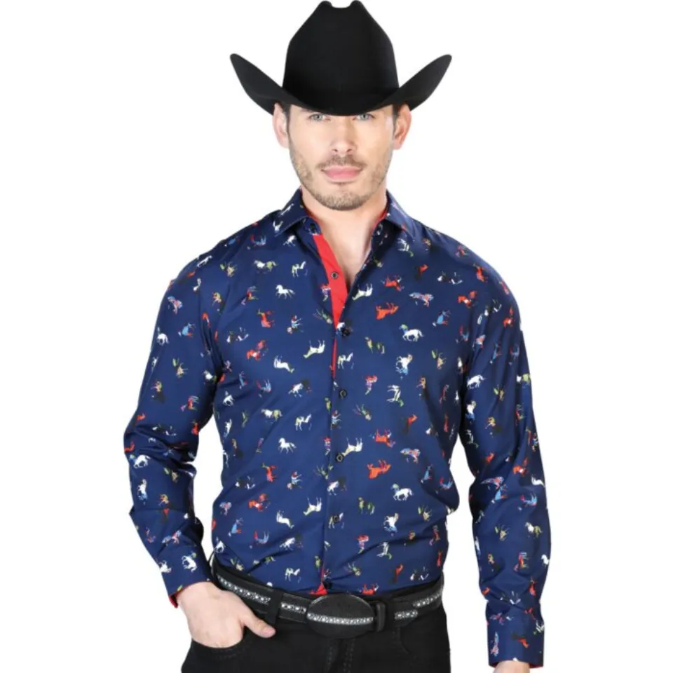 Camisa Vaquera Caballos ESDLC 43715 Color Azul