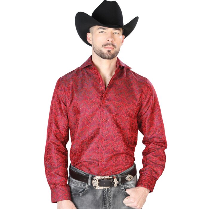 Camisa Roja Jacquard Fina Centenario 43740