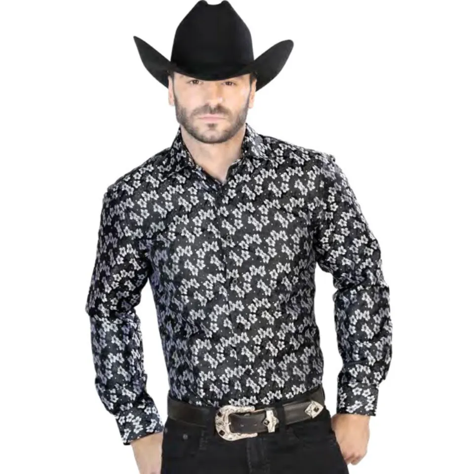Camisa Negra Jacquard Centenario 43744