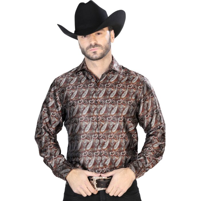 Camisa Fina Jacquard Centenario 43751 Color Café