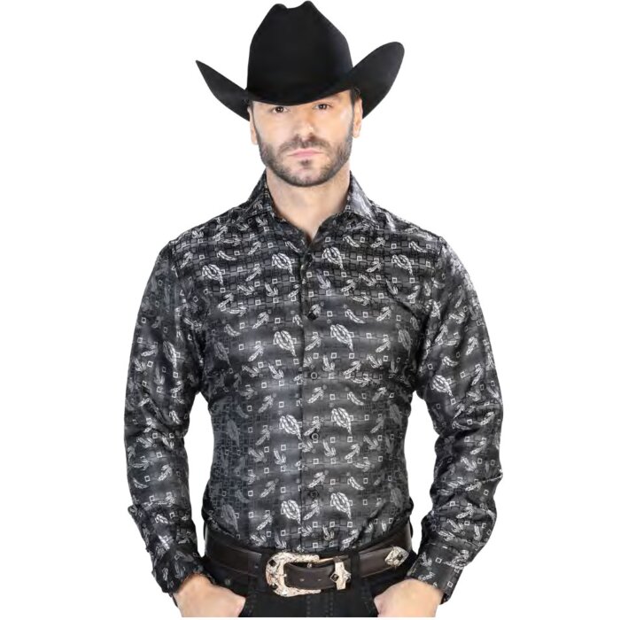 Camisa Jacquard Negra Centenario 43758