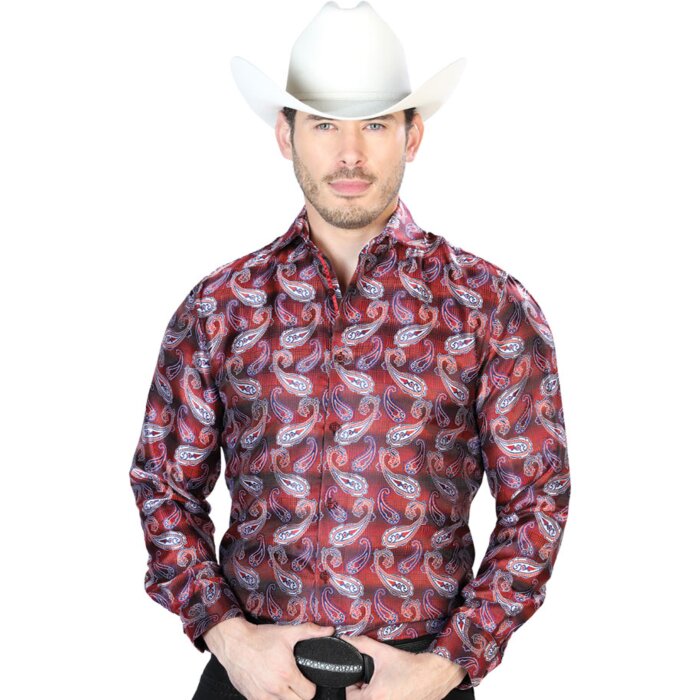 Camisa Roja-Azul Jacquard Fina Centenario 43766