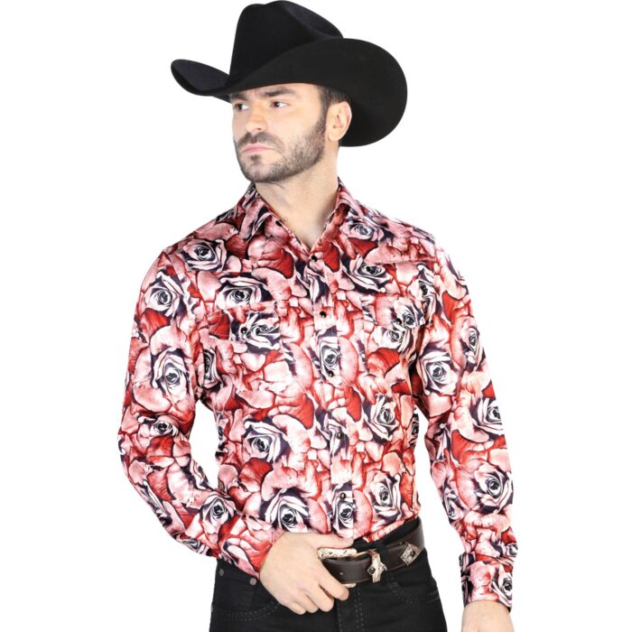 Camisa Roja Casual Estampado Rosas ESDLC 44068