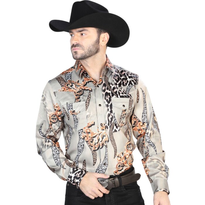 Camisa Vaquera Estampada ESDLC 44102 Color Taupe