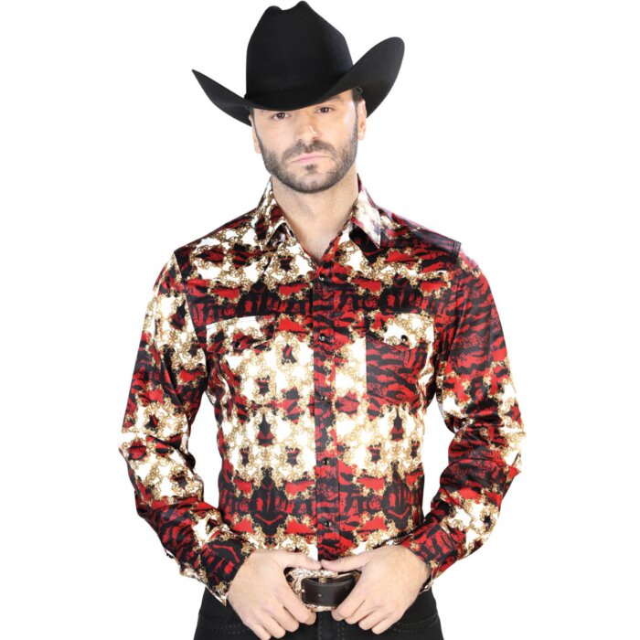 Camisa Vaquera Estampada ESDLC 44103 Color Burgundy