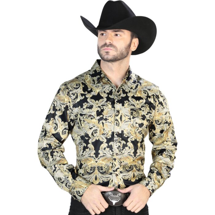 Camisa Vaquera Estampada ESDLC 44106 Color Oro-Negro