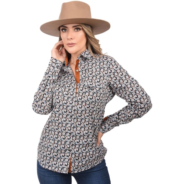 Blusa Vaquera Negra Floreada WD 11-529
