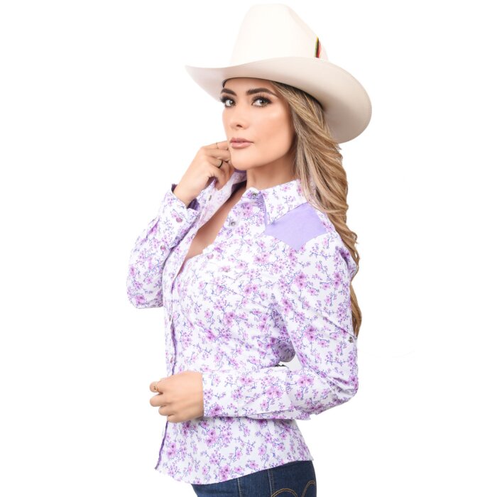 Blusa Vaquera Floreada Morada WD 11-541