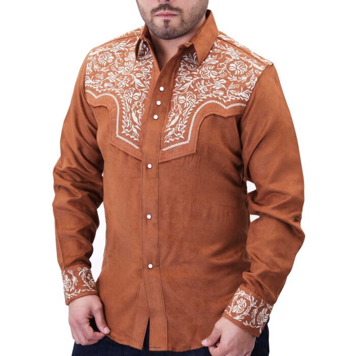 Embroidered Suede Western Shirt WD Boots 811