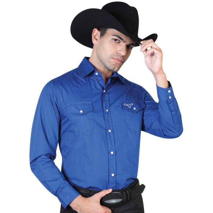 CAMISA VAQUERA MANGA LARGA EL GENERAL 2019-105 AZUL COBALTO