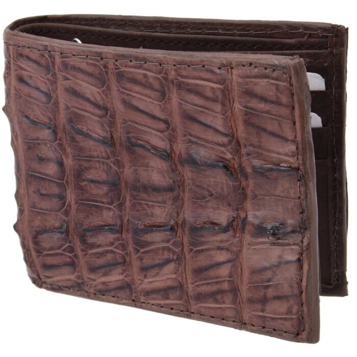 Cartera Piel De Caimán Cola Original WD 10-1702 Café