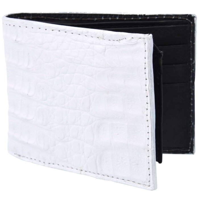 Cartera Piel De Caimán Original WD 10-1685 Blanca