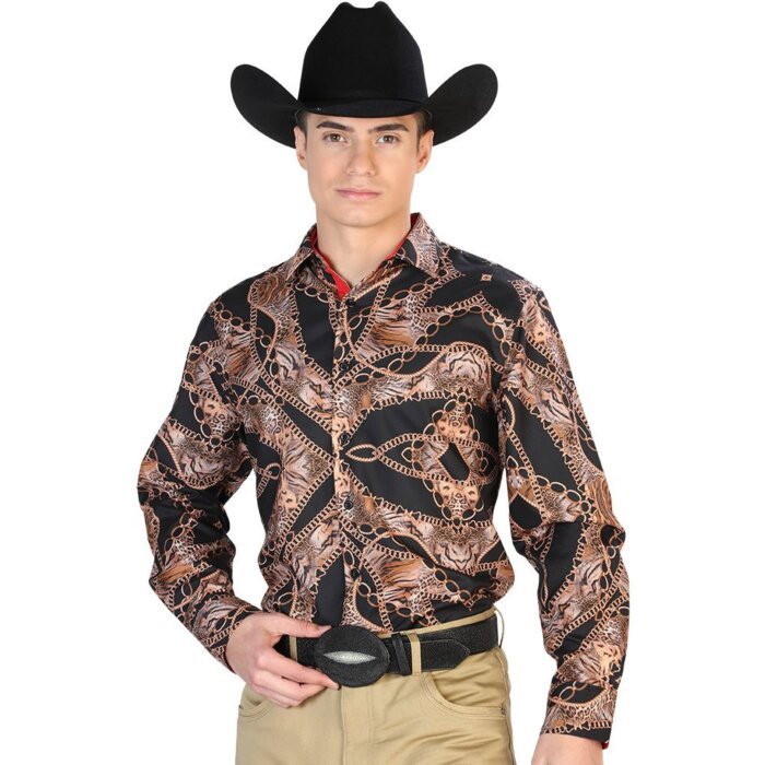 Camisa Negra Cadenas De Oro El Señor De Los Cielos 126267