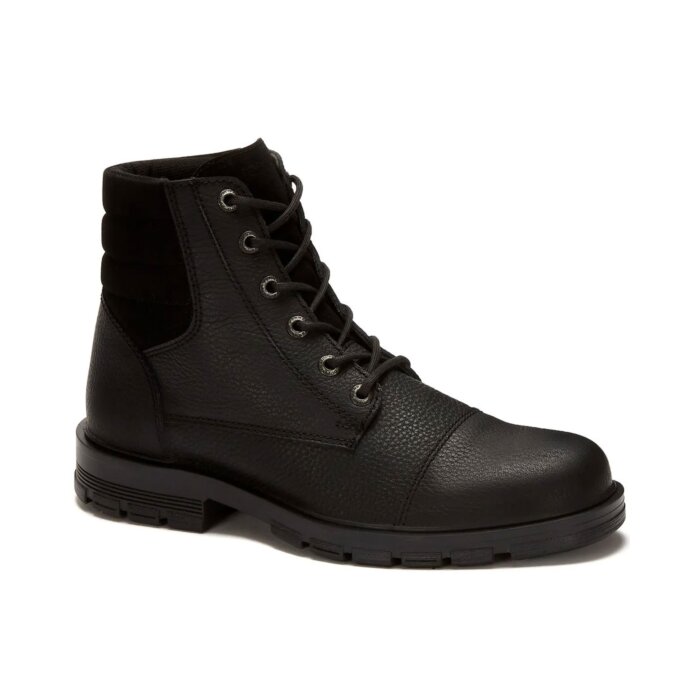 Botín Casual Negro De Piel Para Hombre Agujetas