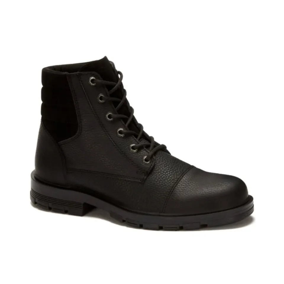 Botín Casual Negro De Piel Para Hombre Agujetas