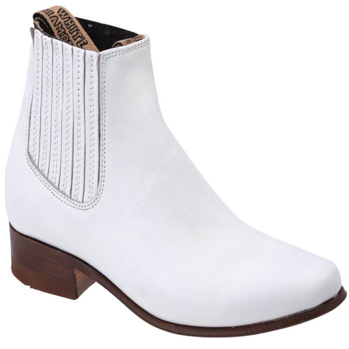 Botín Charro Para Niño Piel Napa Color Blanco WD 11-758