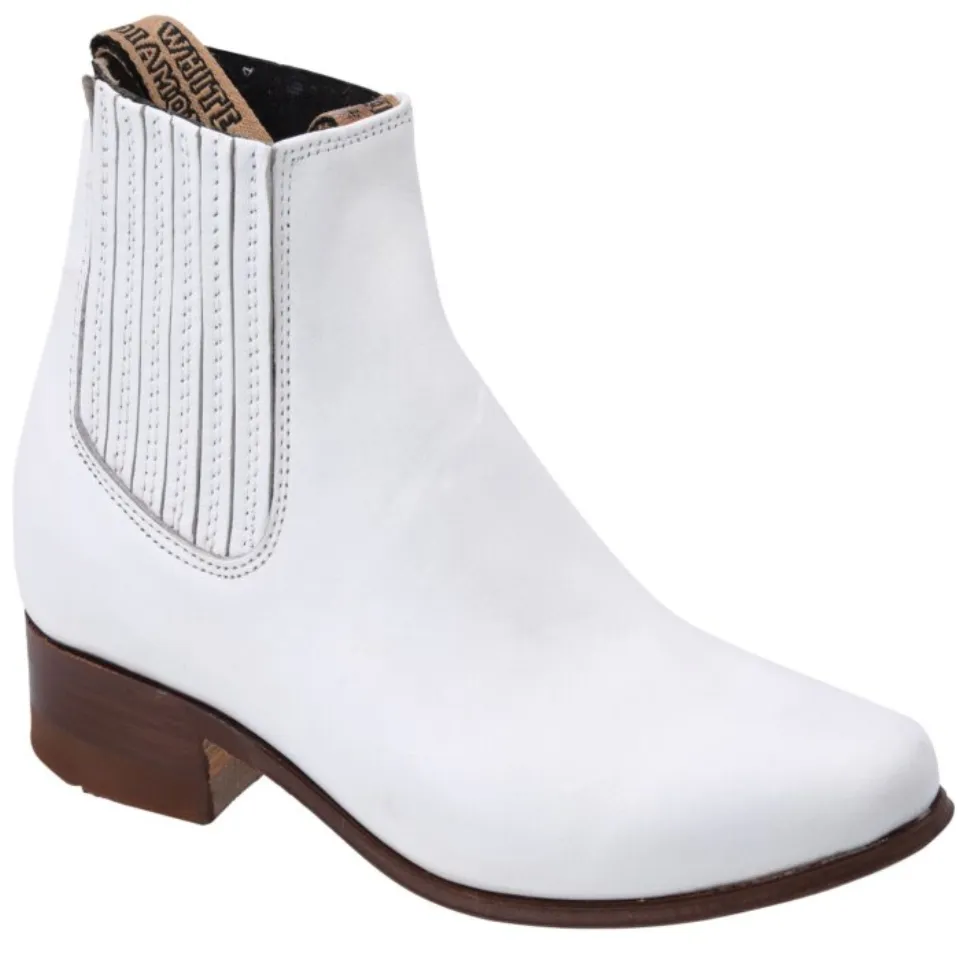 Botín Charro Para Niño Piel Napa Color Blanco WD 11-758