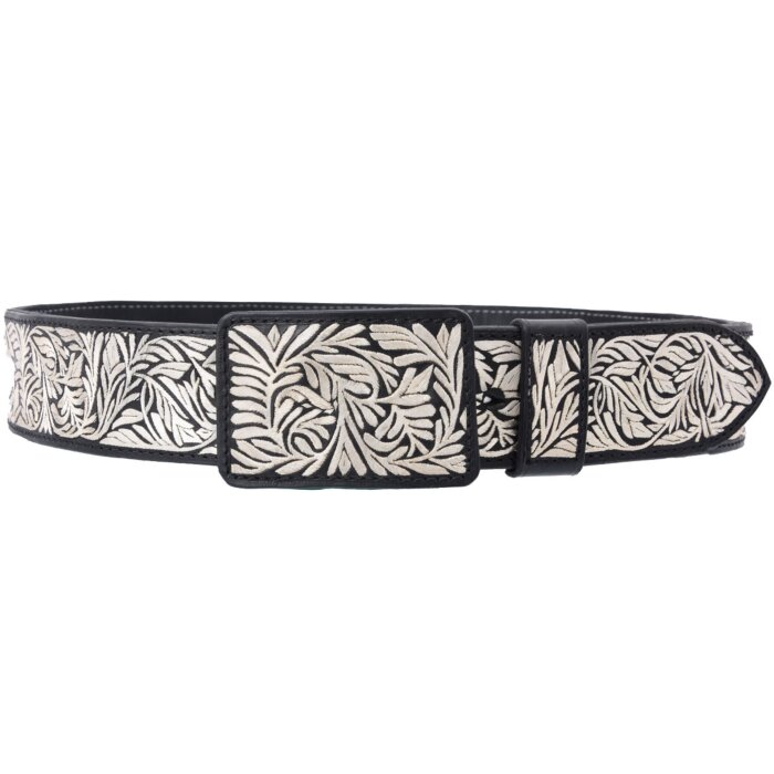 Cinto Negro Hilo De Plata Fino WD 11-1661
