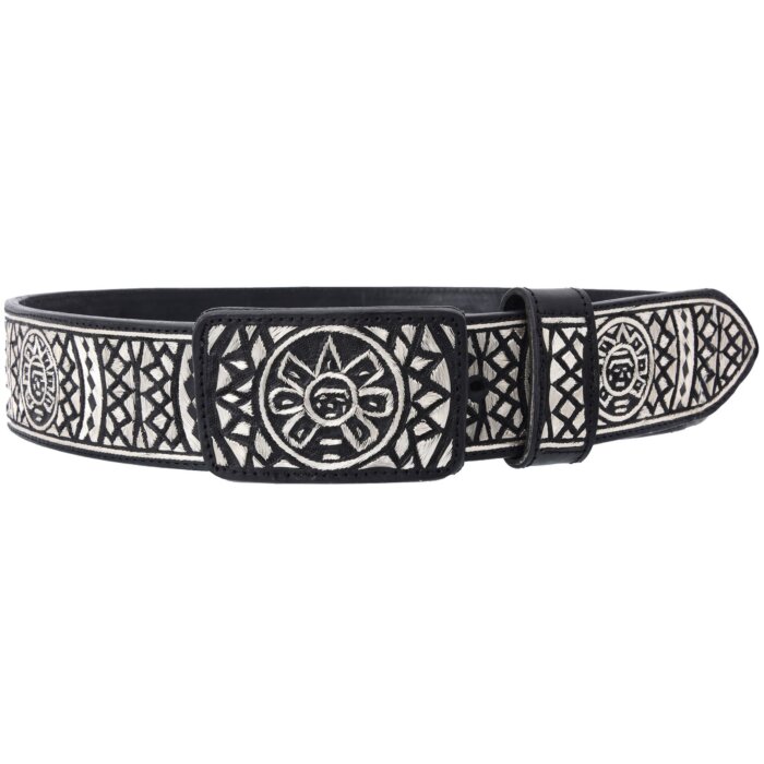 Cinto Negro Hilo De Plata Fino WD 11-1662
