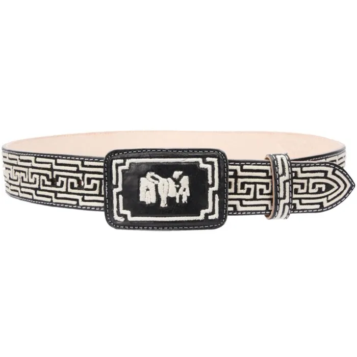 Cinto Charro Piteado Negro Diseño Montura WD 11-1679